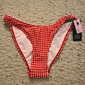 Red and White Gingham Low Rise Bikini Bottom